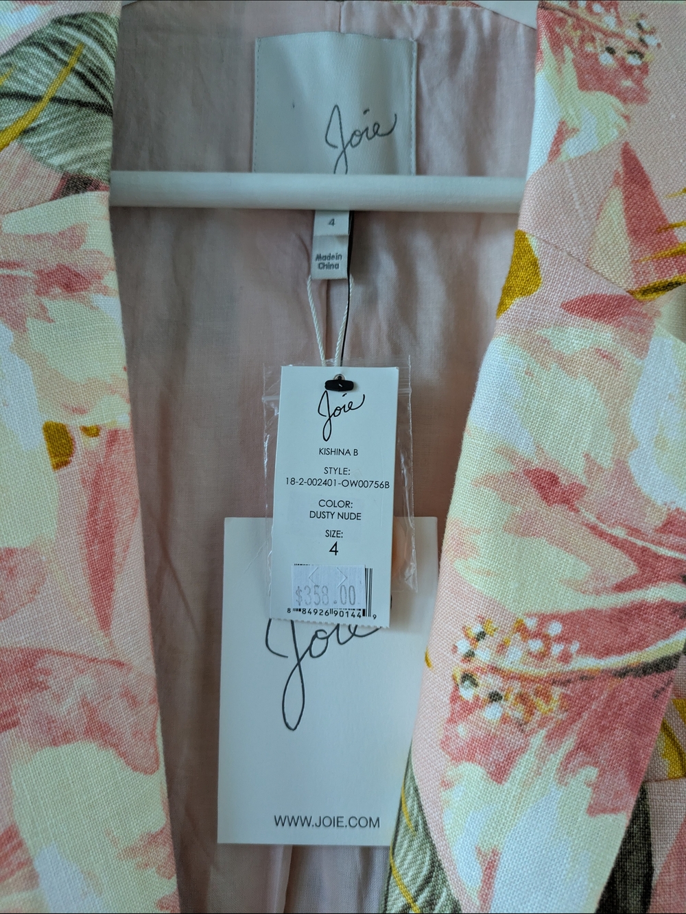 NWT Joie 100% Linen Floral Blazer Size 4 Resort Tropical Summer Occasion Office - Picture 2 of 6